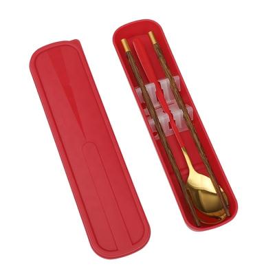 China Sustainable Chopsticks with box stainless steel spoon and chopstick Chinese box cutlery set travel chopstick for sale