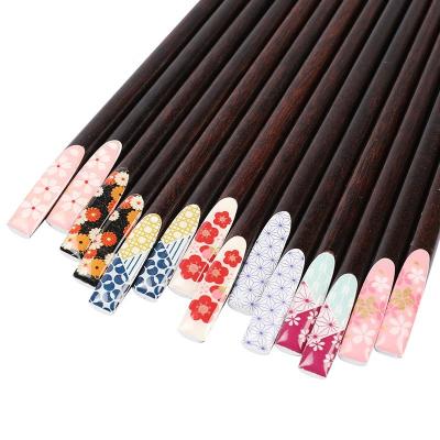 China Sustainable 2022 Japanese Chopsticks Wood Painting Crafted Tableware Sushi Chopstick Custom Chopsticks for sale