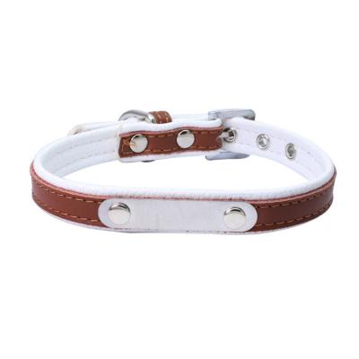 China Viable Dog Collar Nameplates Custom Logo Engraved Leather Dog Collar for sale