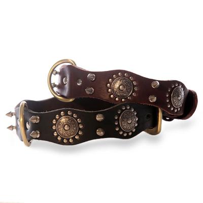 China Viable Wholesale Luxury Dog Collars Decorative Leather Dog Collar for sale