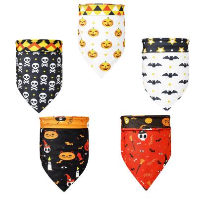 China Personalized Customized Dog Scarf Bandana Cotton Print Halloween Dog Bandana for sale