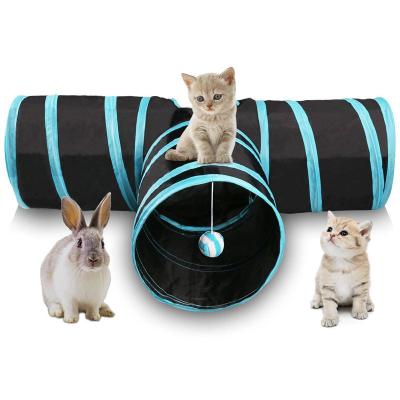 China Sustainable Cat Play Tube With Collapsible Ball Toy Cat Tunnel 3 Ringer Way for sale