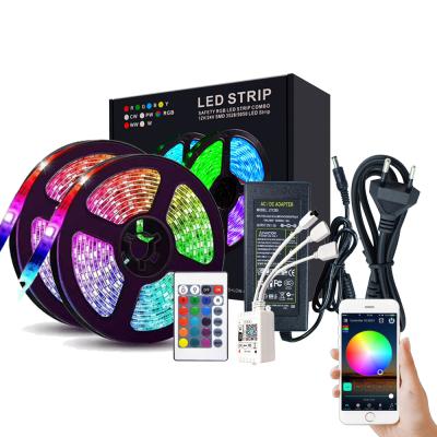 China Flexible Hotel WIFI Led Strip 5050 RGB Voice and Music Sync with 24 Key Remote Control 5050 RGB DC12V Waterproof 10m for sale