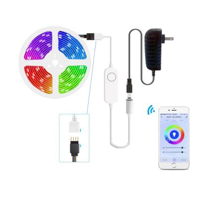 China Smart hotel tuya led strip light RGB waterproof DC12V 5050 music sync and voice control 5m wifi led strip light kit for sale