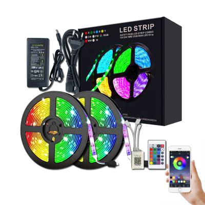 China Residential Hot Sale Smart Lighting RGB Led 5050 RGB Music Light Kit IP65 Waterproof Multicolor LED Strip 10m DC12V 30 LED Light Strip for sale