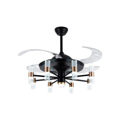 China Amazon Hot Seller Modern Fan Chandelier Decoration Home LED Ceiling Fan With Light Chandelier For Dining Room Black Ceiling Fan for sale