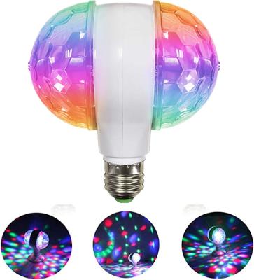 China Round Led Bulb 2 Heads LED Disco Ball Lamp 6W E27 Stage Lights Party Lighting Multicolor Wedding Birthday Wedding Decor RGB Home Christmas Lights for sale