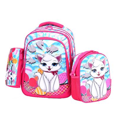 China New arrival fashion 16inches waterproof 3 pieces set bolsos escolares heat transfer fabric bag school for kids for sale