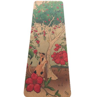 China Nature Cork + Strip Non Slip Mats High Density Natural Yoga Exercise Mat Design Yoga Mat Cork Mats for sale