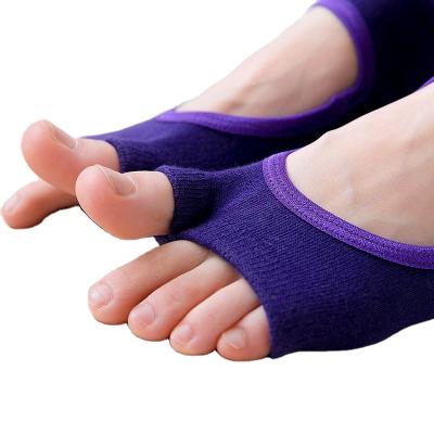 China Yoga Toe Socks Yoga Pilates Women's Cotton Anti Slip Open Yoga Socks for sale