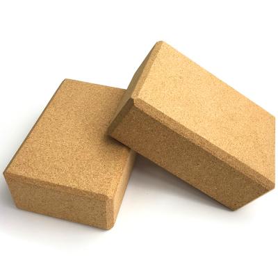 China Hot Natural High Density Eco-Friendly Logo Custom Yoga Pilate Brick Strap Cork Yoga Sitting Blocks for sale