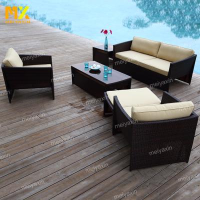 China Parisian Round Outdoor Rattan Patio Wicker Patio Set Outdoor Sofa Bed Metal Frame U Shape for sale