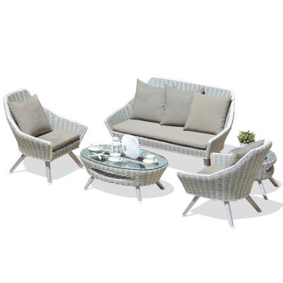 China All weather popular European waterproof aluminum frame gray wicker rattan style sofa set outdoor forcourtyard and villa for sale