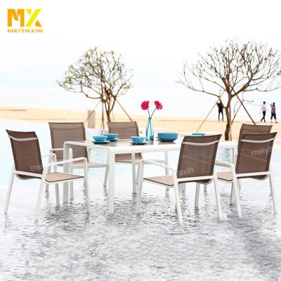 China Fashionable high quality waterproof aluminum frame garden table and chair suit for villa and yard for sale