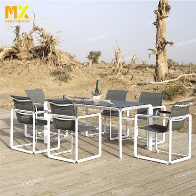 China Outdoor Weather Furniture Cast Aluminum Outdoor Table Set Gray Outdoor Dining Table Furniture Set For Yard for sale