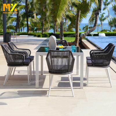 China Outdoor European Weather Resistant Wicker Rattan Wholeset Design Weather Furniture Outdoor Chair and Table for Yard and Hotel for sale