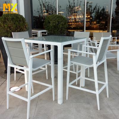 China Outdoor Patio Outdoor Garden Bar Stools Aluminum Frame Bar Furniture For Villa And Yard for sale