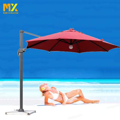 China Weather Resistant Adjustable Outdoor Beach Parasol Simple Design Hanging Umbrella With Led Light for sale