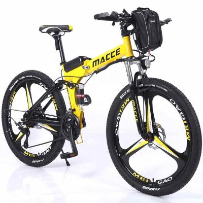 China MACCE 26 27.5 29 Inch Dual Suspension 500w 1000w Mountain Steel Electric Folding Electric Bicycle E Bike for sale