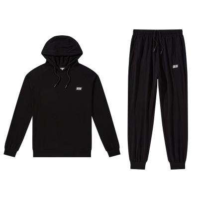 China Wholesale Breathable Two Piece Set Plain Black Tracksuits Men Sport Sweatpants Hoodies Custom Made Tracksuit for sale