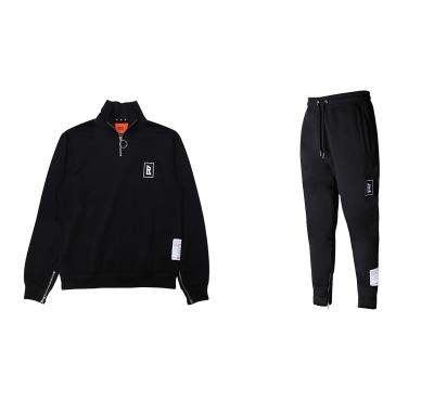 China Anti-pilling Logo Unisex Black Hoodies Joggers Custom Made Wholesale Place Tracksuits for sale