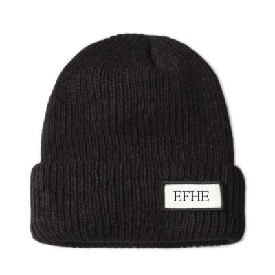 China JOINT Wholesale Black Toque Custom Knitted Woven Label Toque for sale