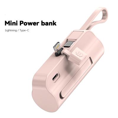 China Mini Small Power Bank IOS Type-C Fast Charging Support 5000mAh Battery Portable Capsule Rechargeable Power Bank For Mobile Phone Charger for sale