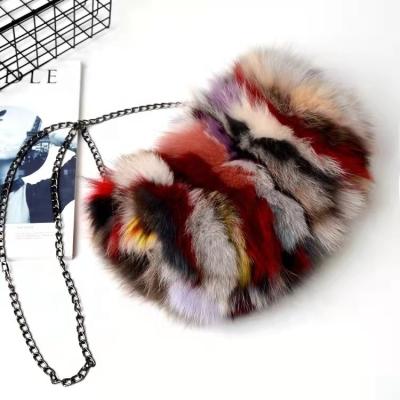 China Light Girls Fashion Fur Shoulder Bag Women Colorful Fox Fur Bag for sale