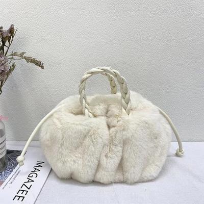 China Fashion 2022 winter fashion faux fur bag women fur handbags girl rabbit fur bags for sale