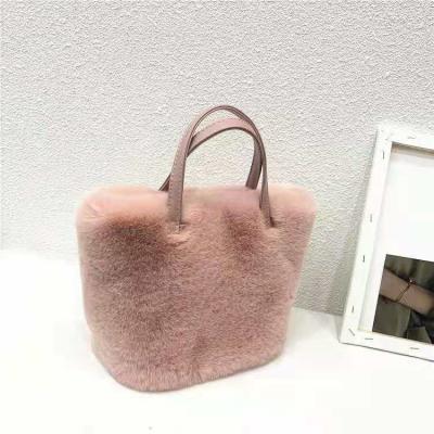 China Fashion 2022 winter fashion faux fur bag women fur handbags girl rabbit fur bags for sale