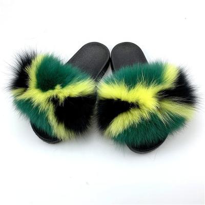 China Wholesale Women Beach Slipper Real Fox Fur Fashion Trend Summer Fur Slide for sale