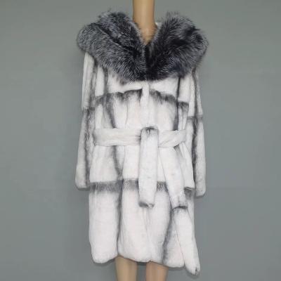 China Russia Style Breathable Rex Chinchilla Fur Coat Dyed Color Winter Fur Coat Women Warm Fur Coat for sale