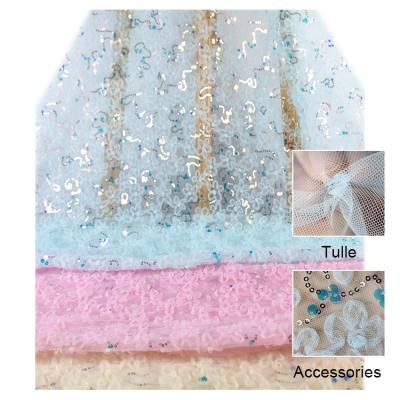 China Breathable hot sale special rope with sequin mesh rope embroidery fabric lace for princess dress for sale