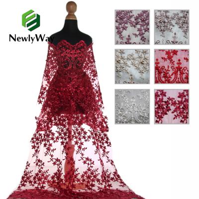 China Breathable Hot Selling High Quality Wedding Dress Tulle Embroidery Fabric Lace Evening Dress Fabric for sale