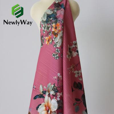 China Viable Hot Sale 95%Polyester 5%Spandex 3D Printing With Foil Flower Knitted Fabric For Dress for sale