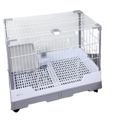 China New Design Breathable Pet Cat Breeding Cages Cat Rabbit Portable Metal Cage With Wheel for sale