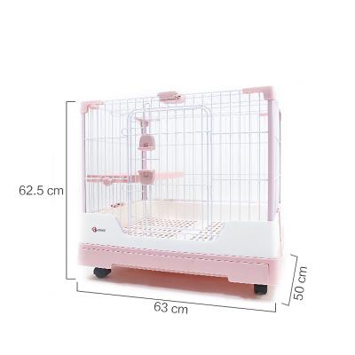 China Breathable Portable Outdoor Pet Cat Rabbit Hamster Metal Cage Luxury With Wheel for sale