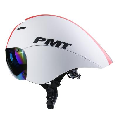 China Durable PMT Road Track Race With Goggles Triathlon Time Trial Broken Wind TT Cycling Integrated Bicycle Helmet for sale