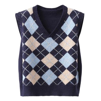 China Parride Knitted Sweater Vest For Women 2020 Korean Female Vintage Oversized Sleeveless V-Neck Sweater Vest Sweater Tops for sale