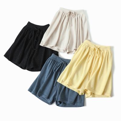 China QUICK DRY loose mid-rise wide-leg shorts sports knit shorts elastic waist wool shorts womens clothing for sale