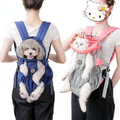 China Amazon Sustainable Pet Cat and Dog Backpack Breathable Mesh Dog Bag Chest Single Zipper Bag Convenient Cat Bag for sale