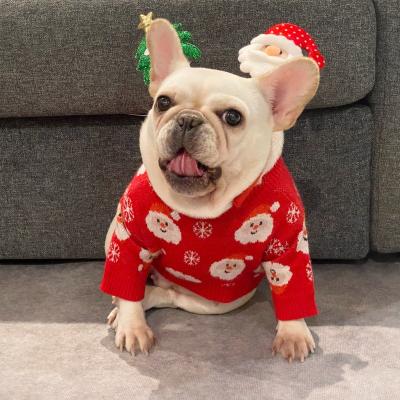 China Viable Winter Warm Pet Santa Claus Sweater Dog Cat Christmas Dress Up Sweater Pet Clothing Wholesale for sale