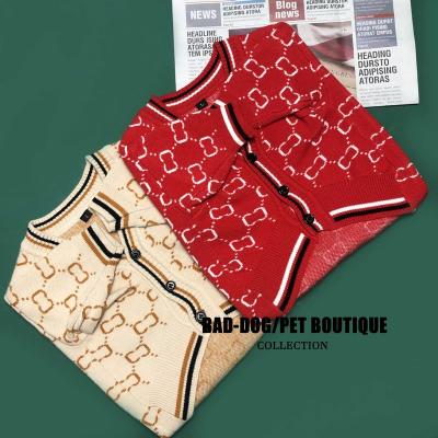 China New Viable Wholesale Dog Clothes Spring Fashion Design Knitted Sweater Cardigan Pet Apparel for sale