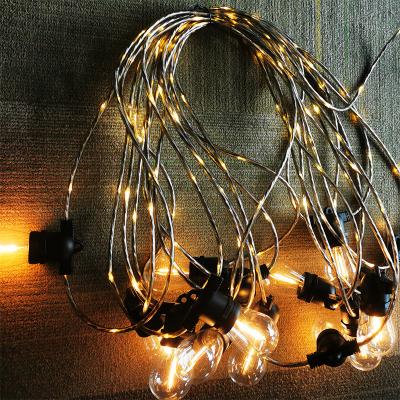 China Warm White Outdoor Led String Lights, 48Ft 15 Bulb Christmas Fairy Lights Line Bright Led String String Lights Waterproof for sale