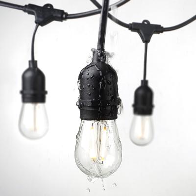 China A83 Warm White 48FT Edison Vintage Plastic Bulbs and Commercial Grade Waterproof Outdoor Strand LED String Lights for sale