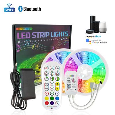 China WAREHOUSE/Theme Park/Hotel/Garden 10m Alexa Strip Led Light Flexible TV 5050 RGB Led Strip Light Dreamy Color WIFI Smart Waterproof Led Strip Light for sale