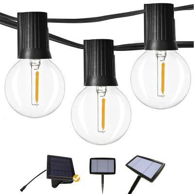 China Glass+plastic Waterproof Commercial Hanging Light For Backyard Bistros Pergola Party Decoration LED G40 Solar Christmas Yellow String Lights for sale