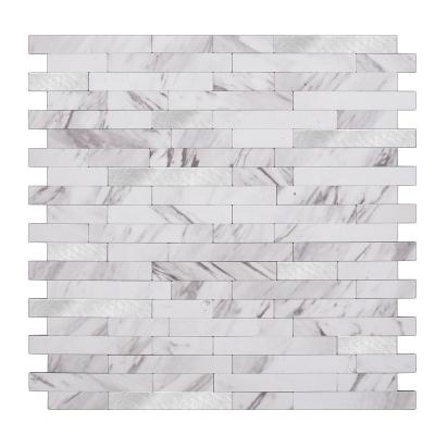 China Waterproof+ECO-Friendly+Self-adhesive Aluminum Tiles Waterproof 4mm Cararra Thick White Marble Effect Wall Decor Self Adhesive PVC Peel and Stick for sale