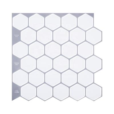 China Waterproof WALL STICKER 12*12 Inch Hexagon Wall Sticker 12*12 Inch Hexagon Wall Tile 3D Fireplace Tile Fireplace Kitchen Backsplash White Bathroom for sale