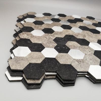 China Glazed Metallic Tiles Luxury Self Adhesive Stick On Hexagon Tile PVC Backsplash Mosaic Skin and Compound Stick Tiles for sale